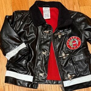 Kids Black Faux Leather Firefighter Jacket 2T